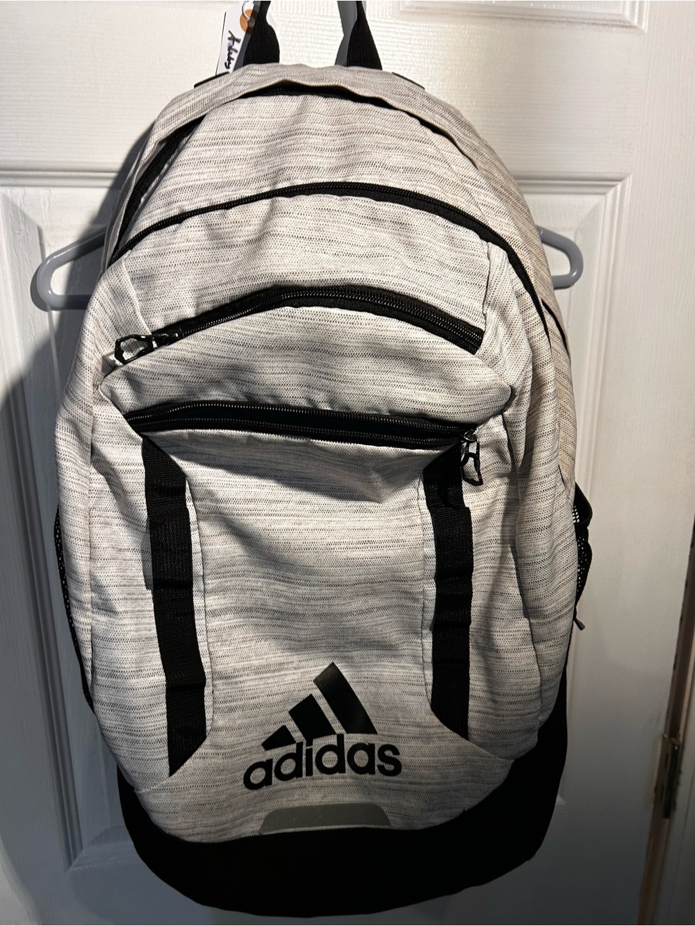 adidas White Heather Backpack with Black Accents